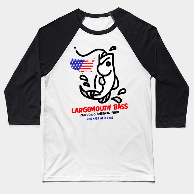 Largemouth Bass: Capturing American Pride, One Cast at a Time Baseball T-Shirt by lildoodleTees